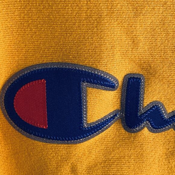 Vintage Champion Reverse Weave Sweatshirt Mens Medium Yellow Script Logo - Picture 3 of 5